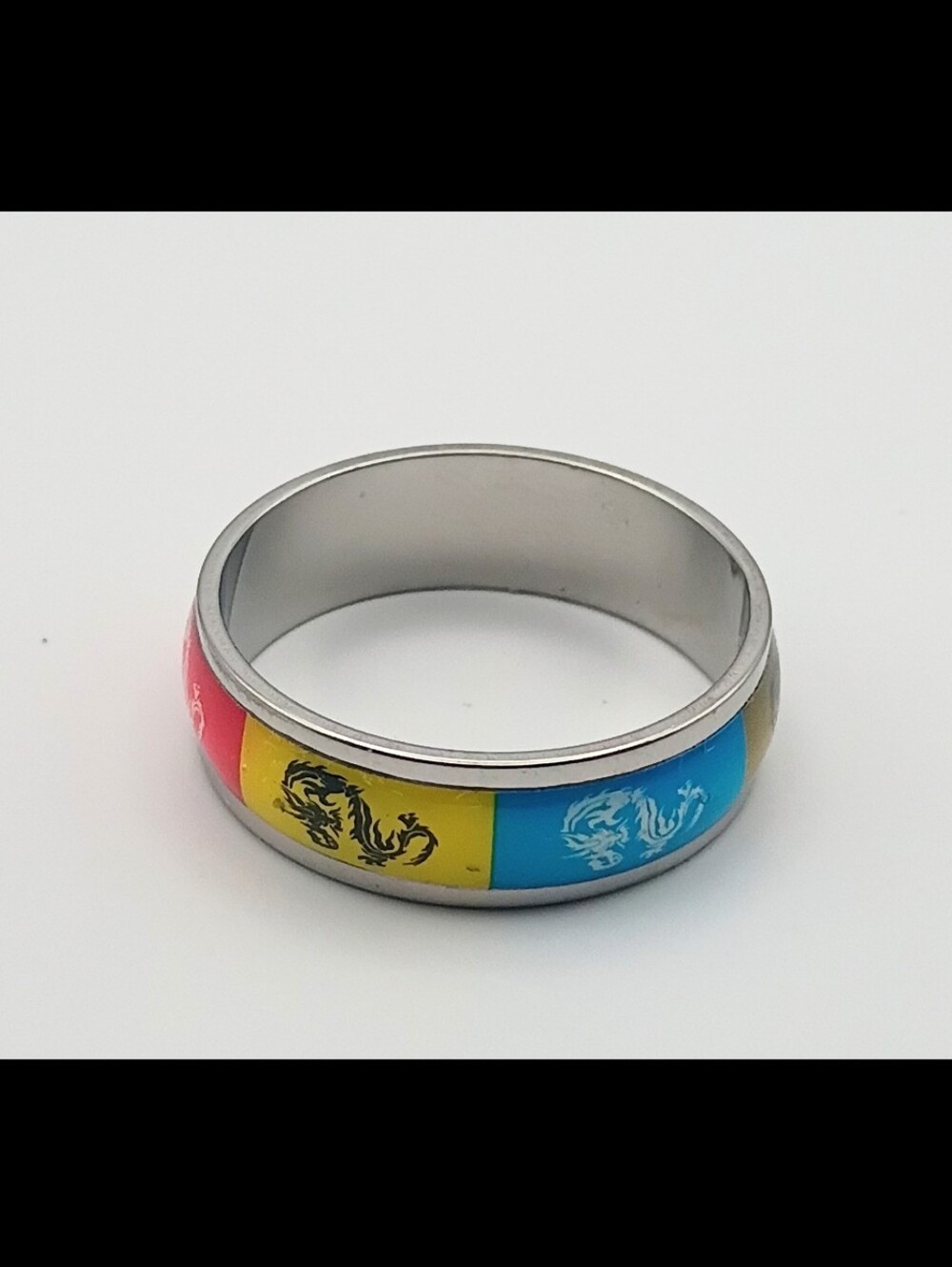 Men's Multicolor Dragon Stainless Steel Band Ring 11.5